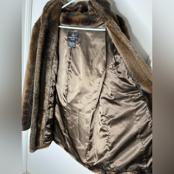 Dennis Basso Studio Brown Faux Fur Coat - Picture 6 of 10
